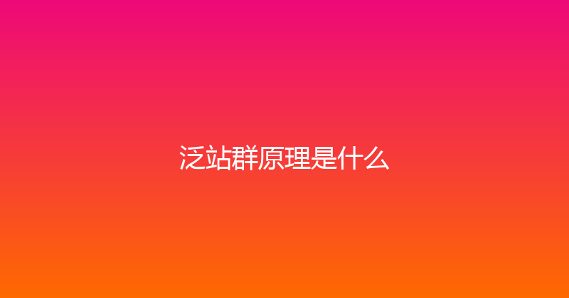 泛站群原理是什么 封面图
