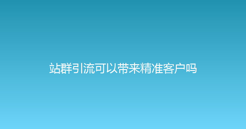 站群引流可以带来精准客户吗 封面图