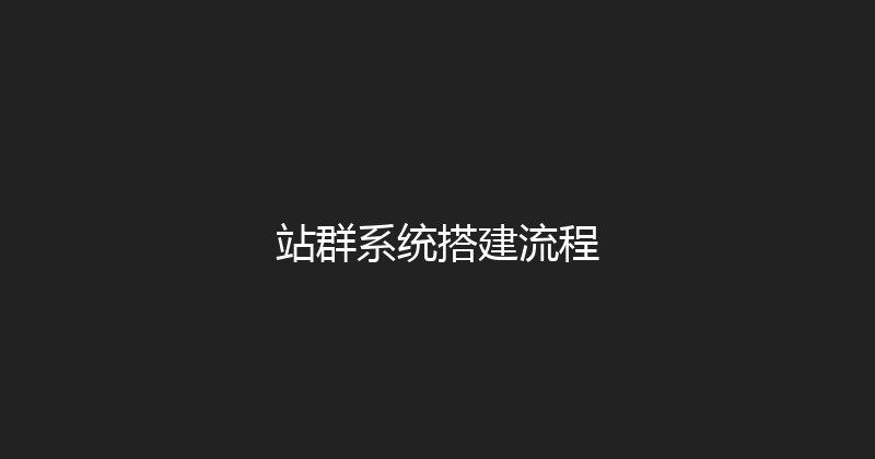 站群系统搭建流程 封面图
