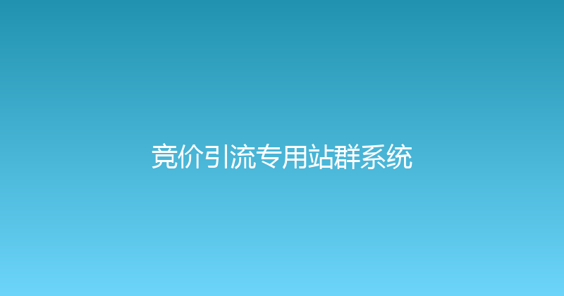 竞价引流专用站群系统 封面图