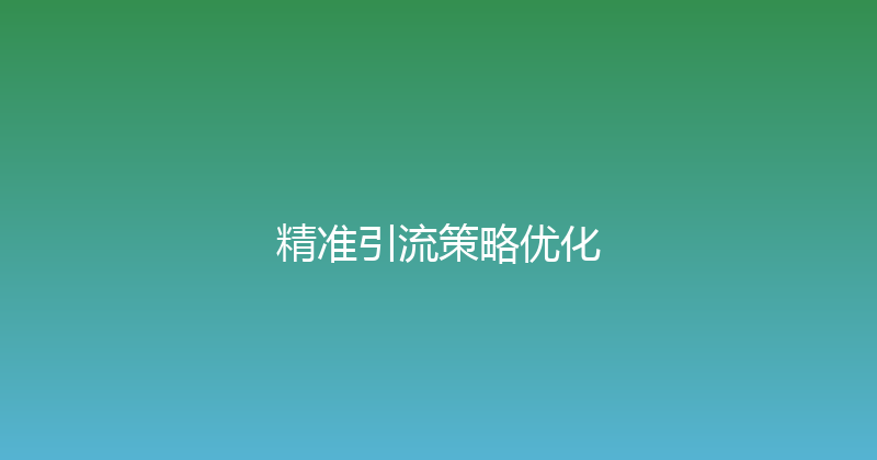精准引流策略优化 封面图