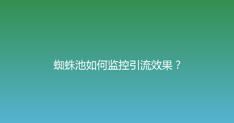 蜘蛛池如何监控引流效果？ 封面图