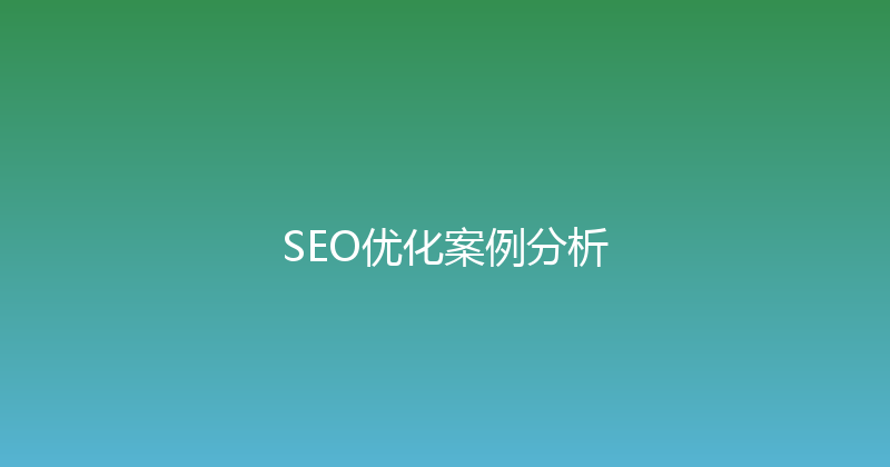 SEO优化案例分析 封面图