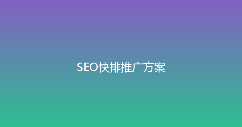 SEO快排推广方案 封面图