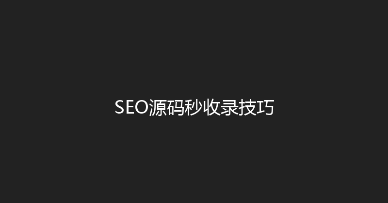 SEO源码秒收录技巧 封面图